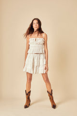 White Tiered Mini Skirt