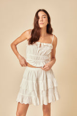 White Tiered Mini Skirt