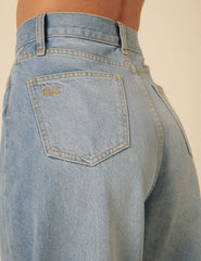 Light Wash Denim Horseshoe Barrel Jeans