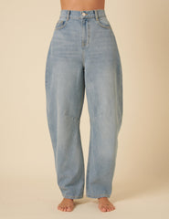 Light Wash Denim Horseshoe Barrel Jeans