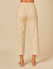 Butter Yellow Cropped Wide Leg Jeans