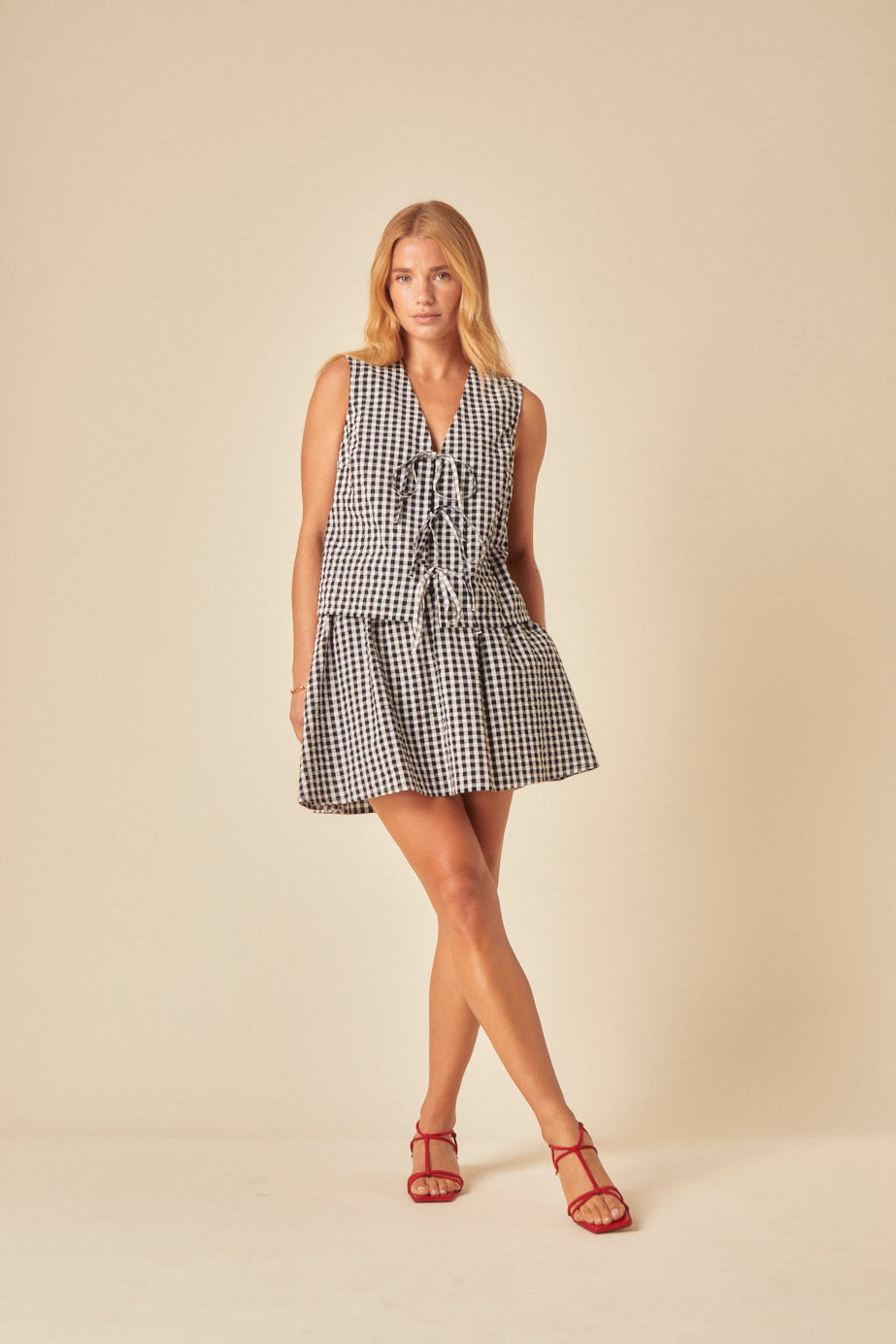 Black Gingham Mini Skirt