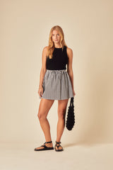 Black Gingham Mini Skirt