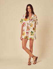 Cream Printed Jet Shorts