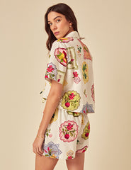 Cream Printed Jet Shorts