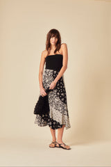 Black Printed Midi Skirt