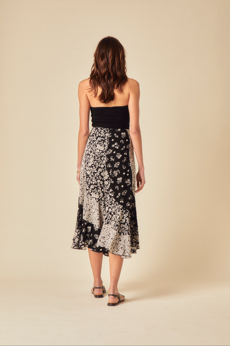 Black Printed Midi Skirt