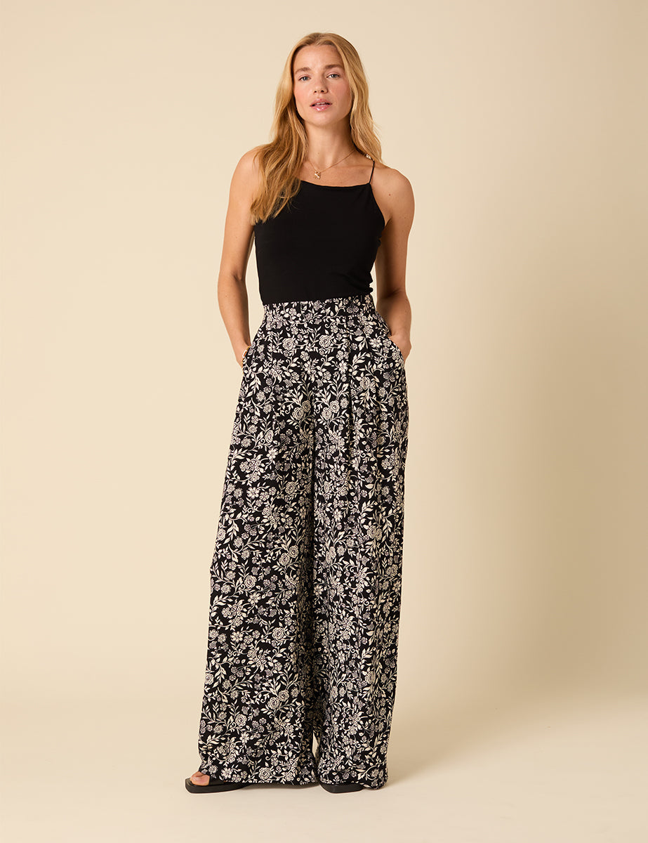 Black Floral Zeena Trousers
