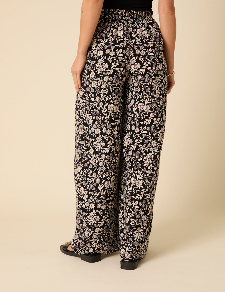 Black Floral Zeena Trousers