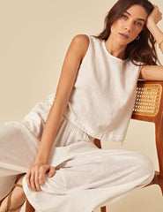 White Linen-blend Jerrow Wide Leg Trousers