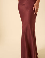 Burgundy Satin Maxi Skirt