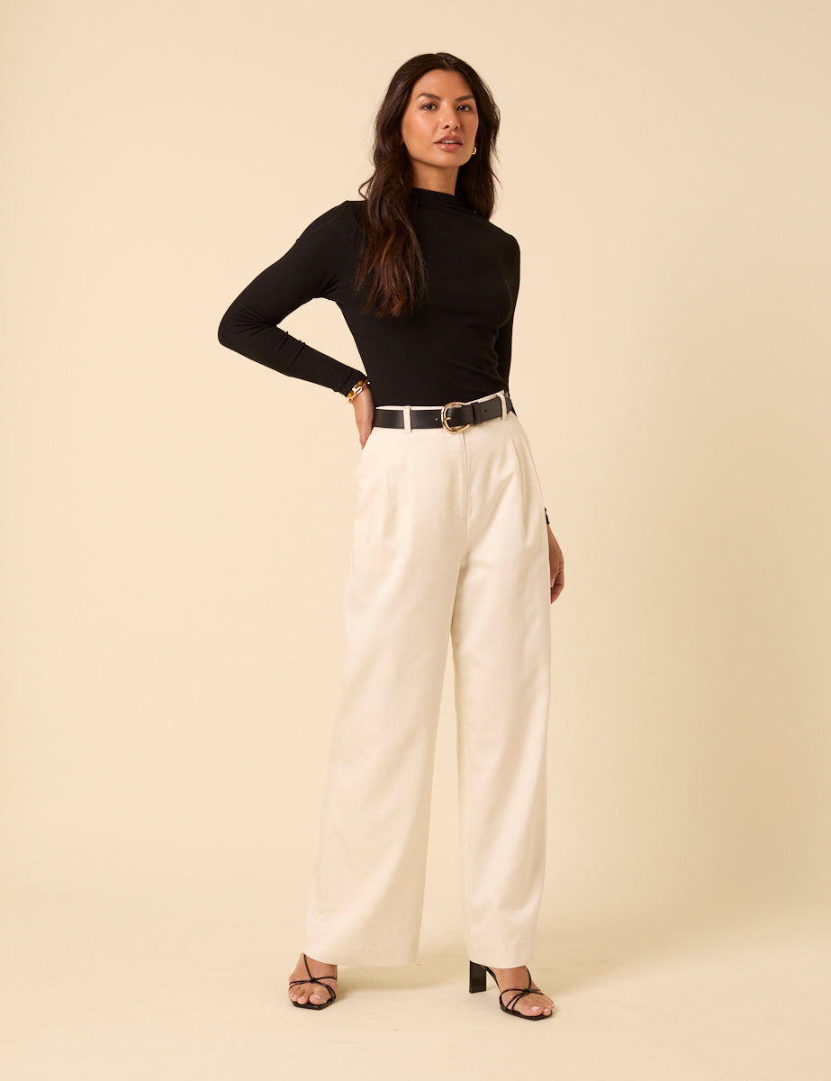 White Tailored Wide Leg Trousers