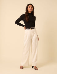 White Tailored Wide Leg Trousers