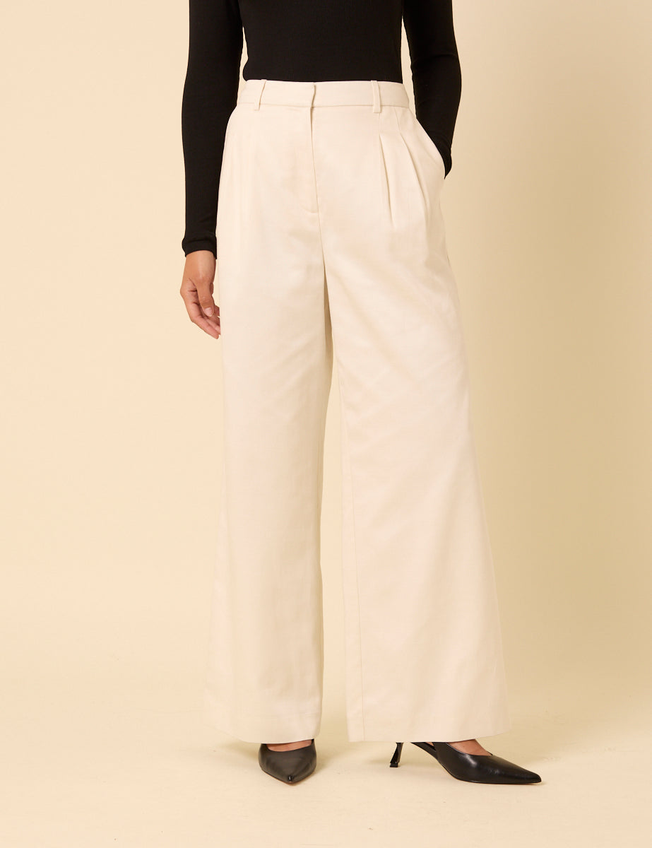 White Tailored Wide Leg Trousers