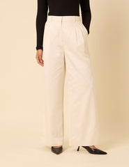 White Tailored Wide Leg Trousers