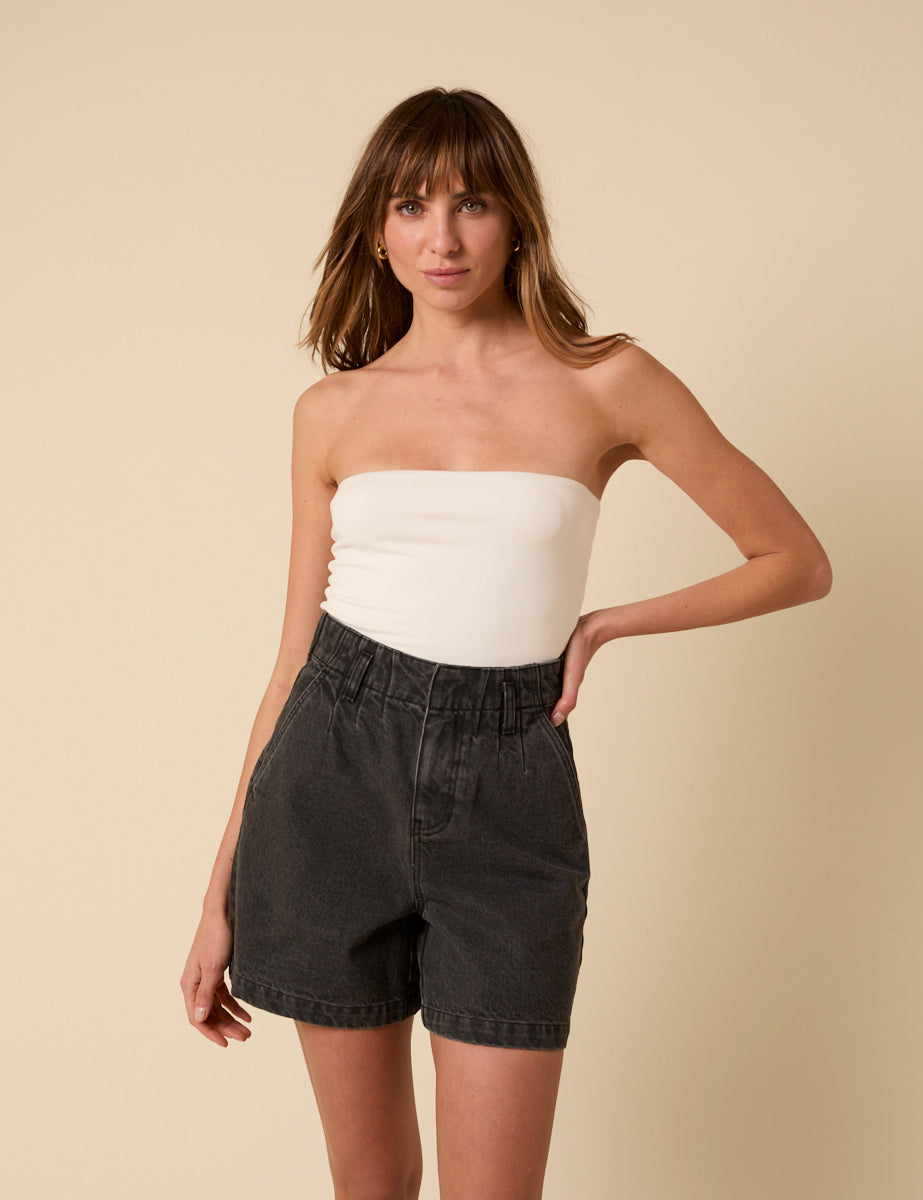 Black High Waisted Denim Shorts