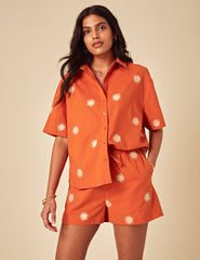 Elizabeth Scarlett Orange Embroidered Jet Shorts