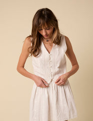White Embroidered Lace Trim Waistcoat