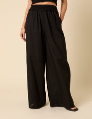 Black Ruffle Wide Leg Trousers