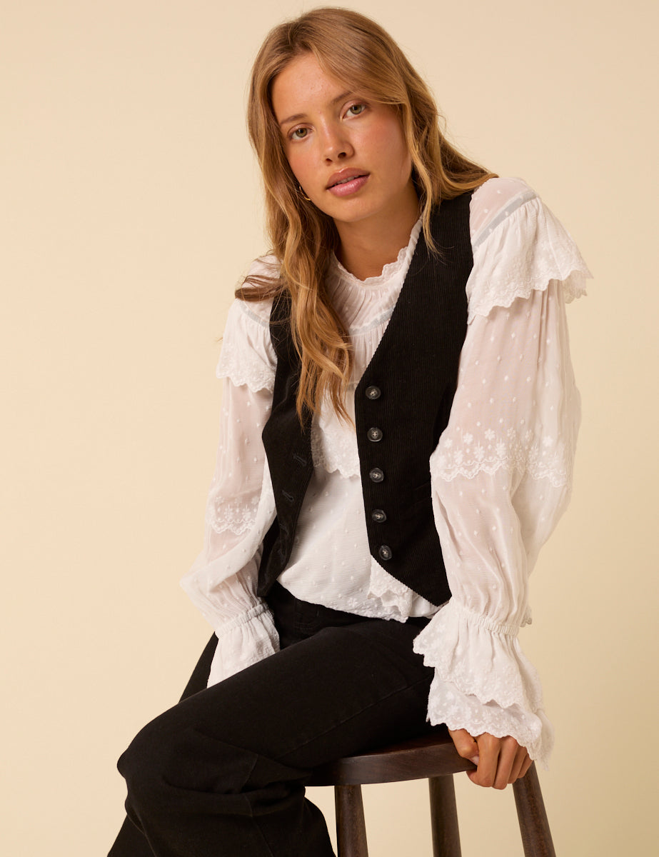 White Ruffle Blouse