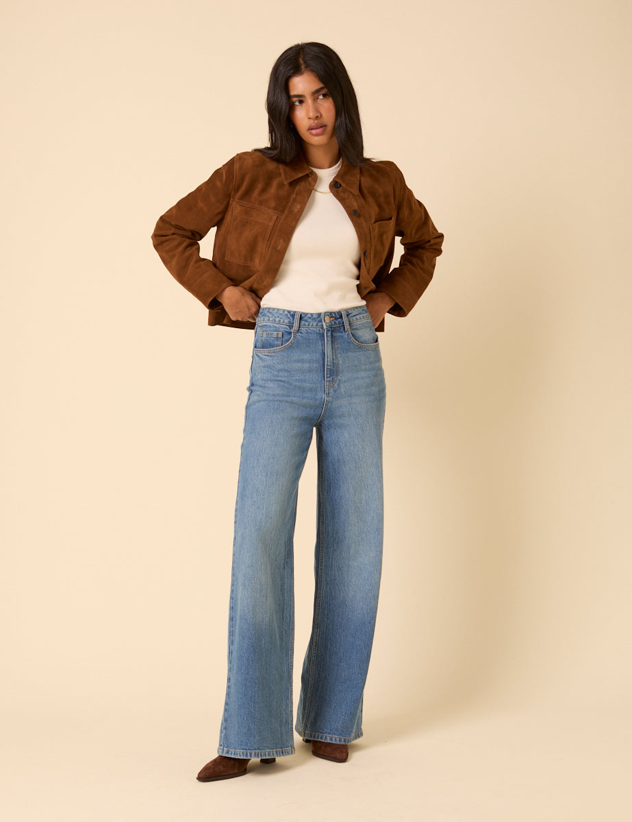 Blue High Rise Soho Wide Leg Jeans