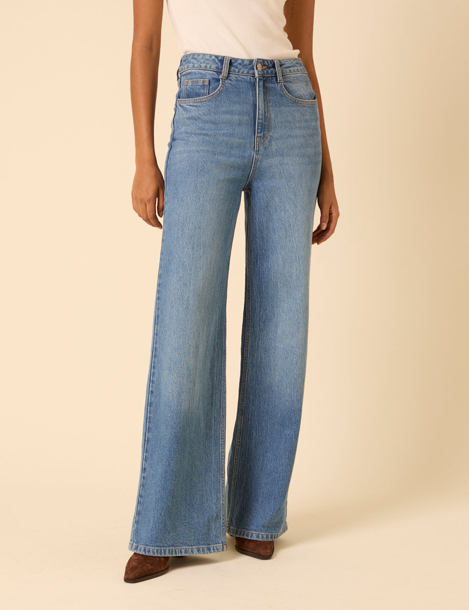 Blue High Rise Soho Wide Leg Jeans