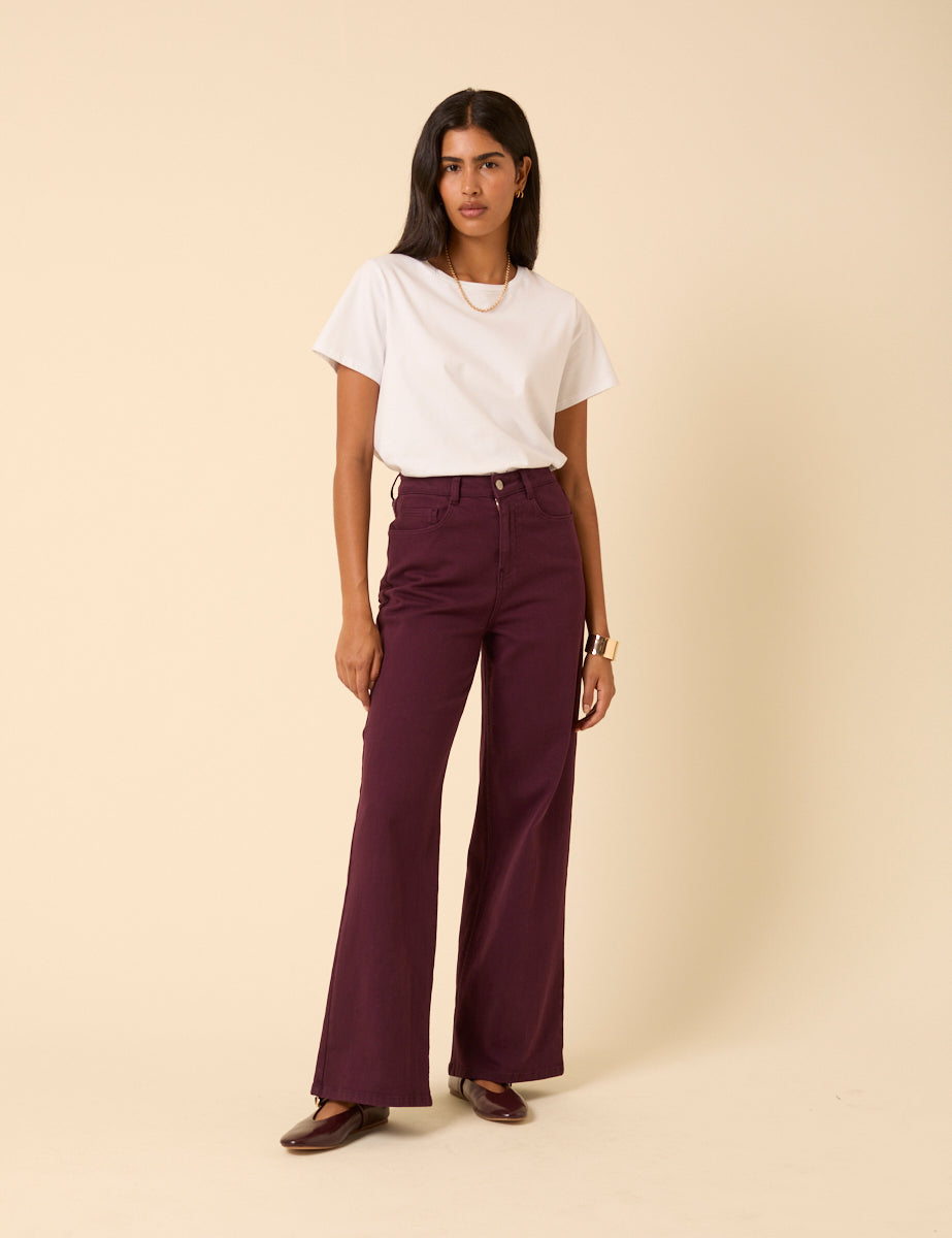 Burgundy High Rise Soho Wide Leg Jeans