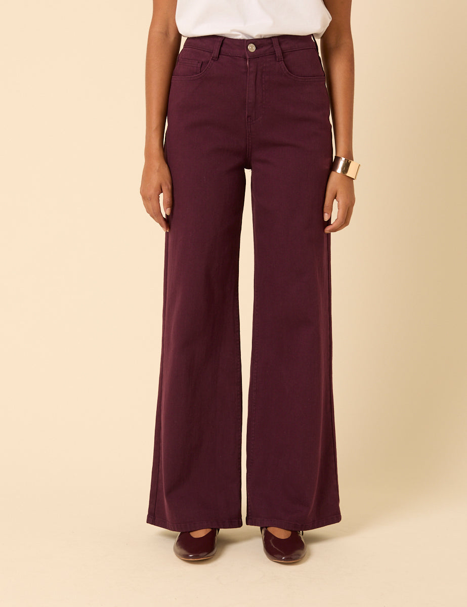 Burgundy High Rise Soho Wide Leg Jeans