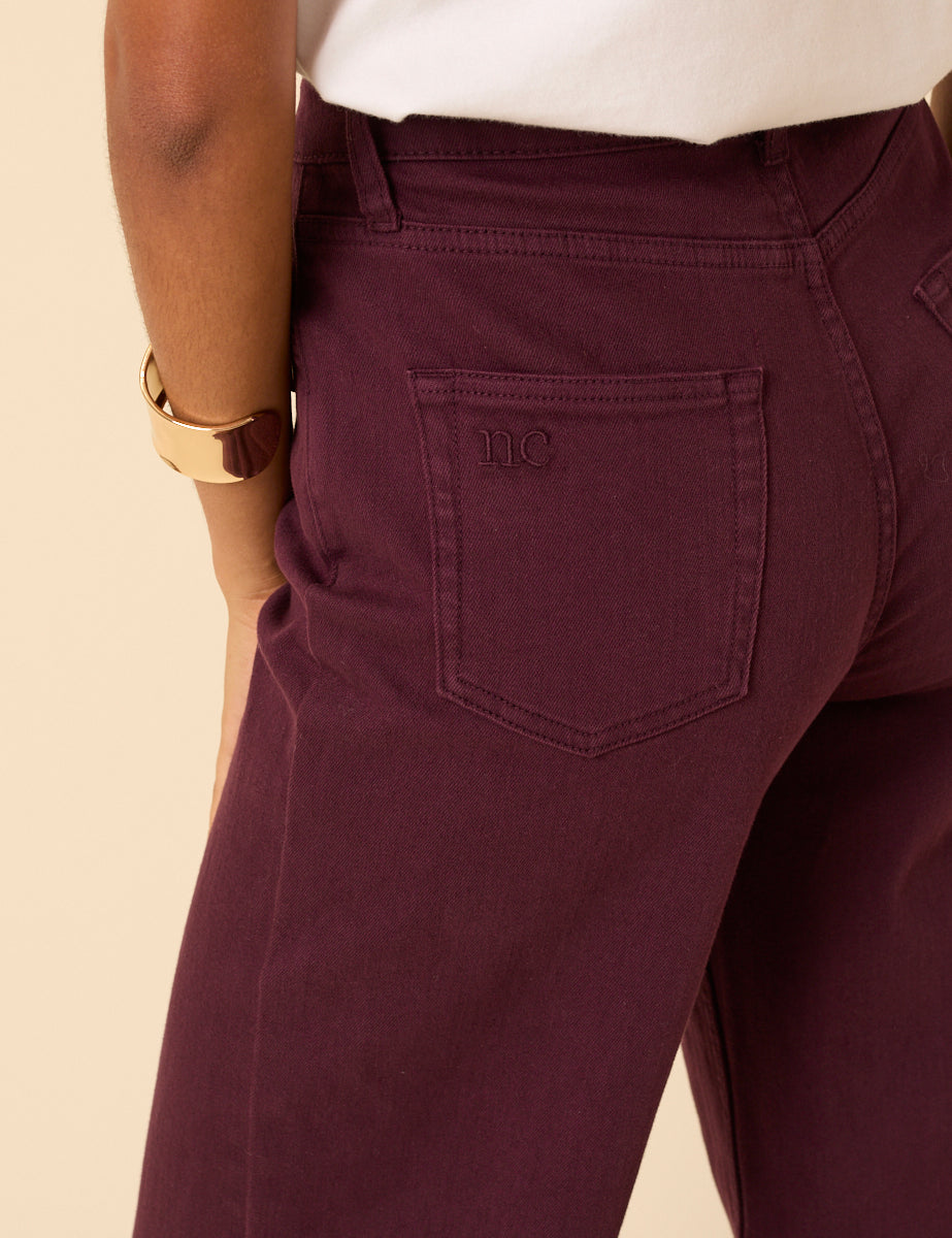 Burgundy High Rise Soho Wide Leg Jeans