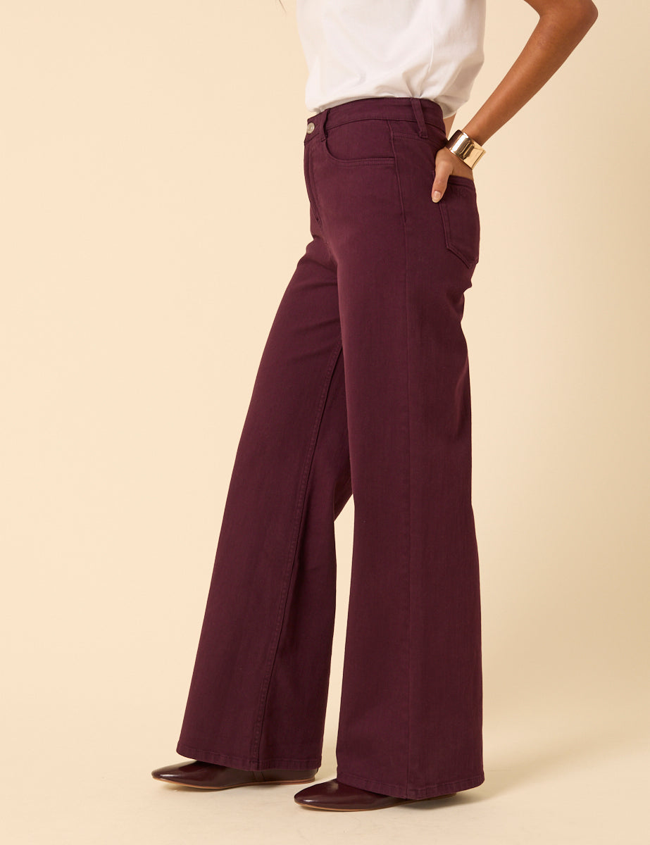 Burgundy High Rise Soho Wide Leg Jeans