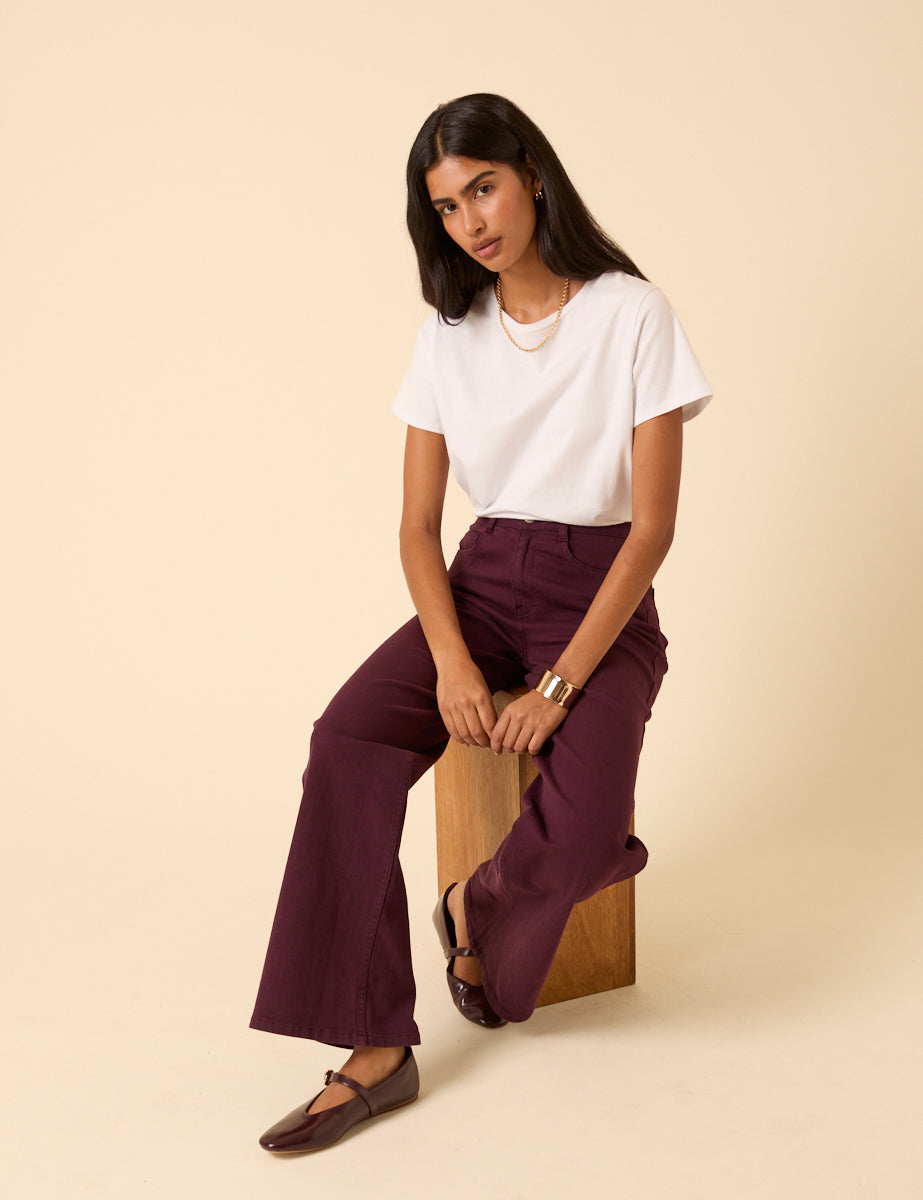 Burgundy High Rise Soho Wide Leg Jeans