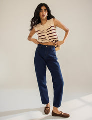 Dark Blue High Rise Putney Barrel Leg Jeans