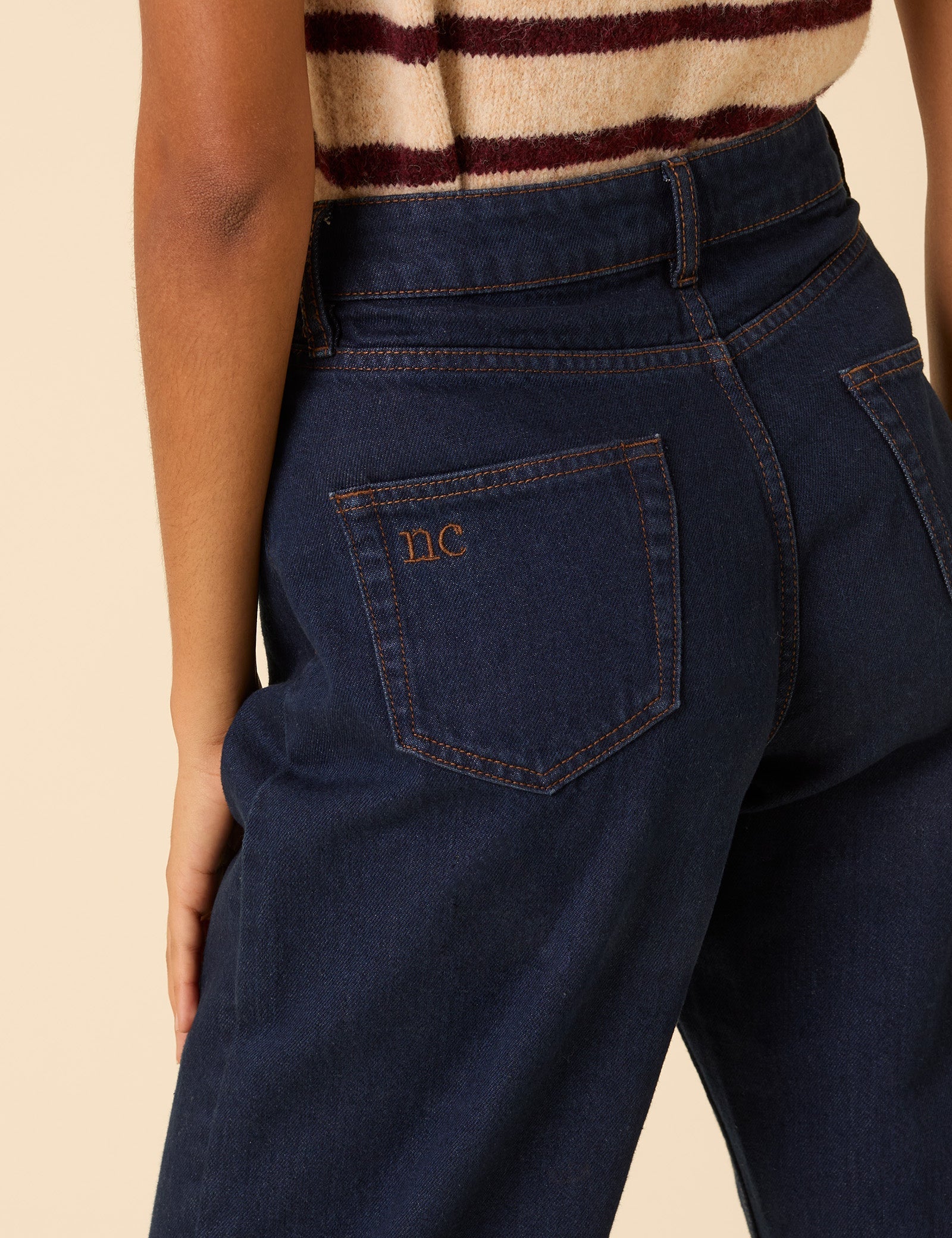Dark Blue High Rise Putney Barrel Leg Jeans
