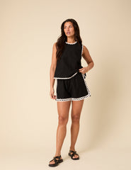 Black Contrast Trim Shorts