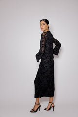 Black Floral Jacquard Maxi Skirt