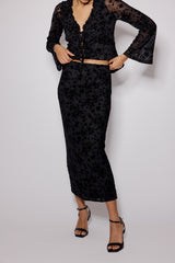 Black Floral Jacquard Maxi Skirt