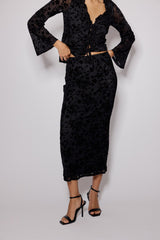 Black Floral Jacquard Maxi Skirt