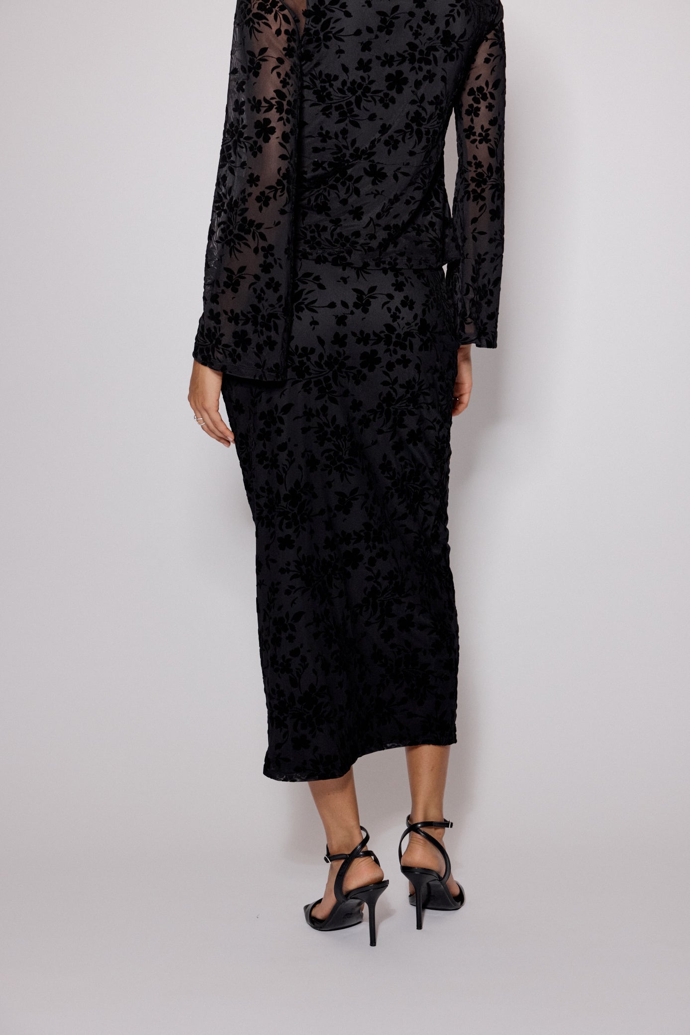 Black Floral Jacquard Maxi Skirt