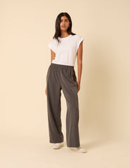 Grey Side Striped Relaxed Trousers