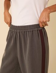 Grey Side Striped Relaxed Trousers