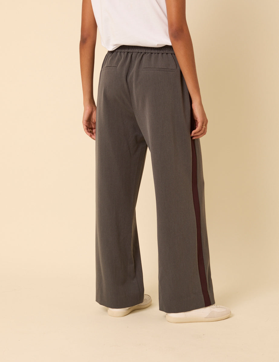 Grey Side Striped Relaxed Trousers