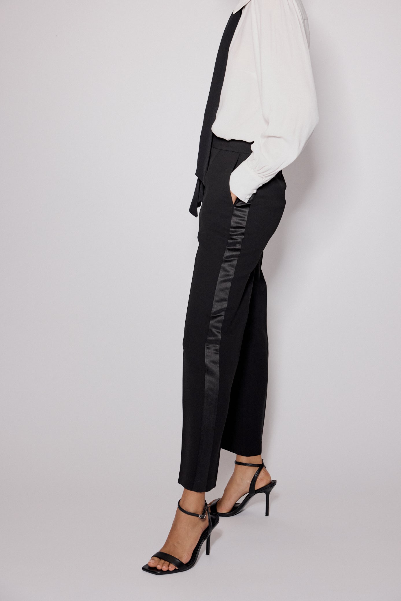 Black Tuxedo Cigarette Trousers