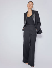 Black Tuxedo Wide Leg Suit Trousers