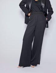 Black Tuxedo Wide Leg Suit Trousers
