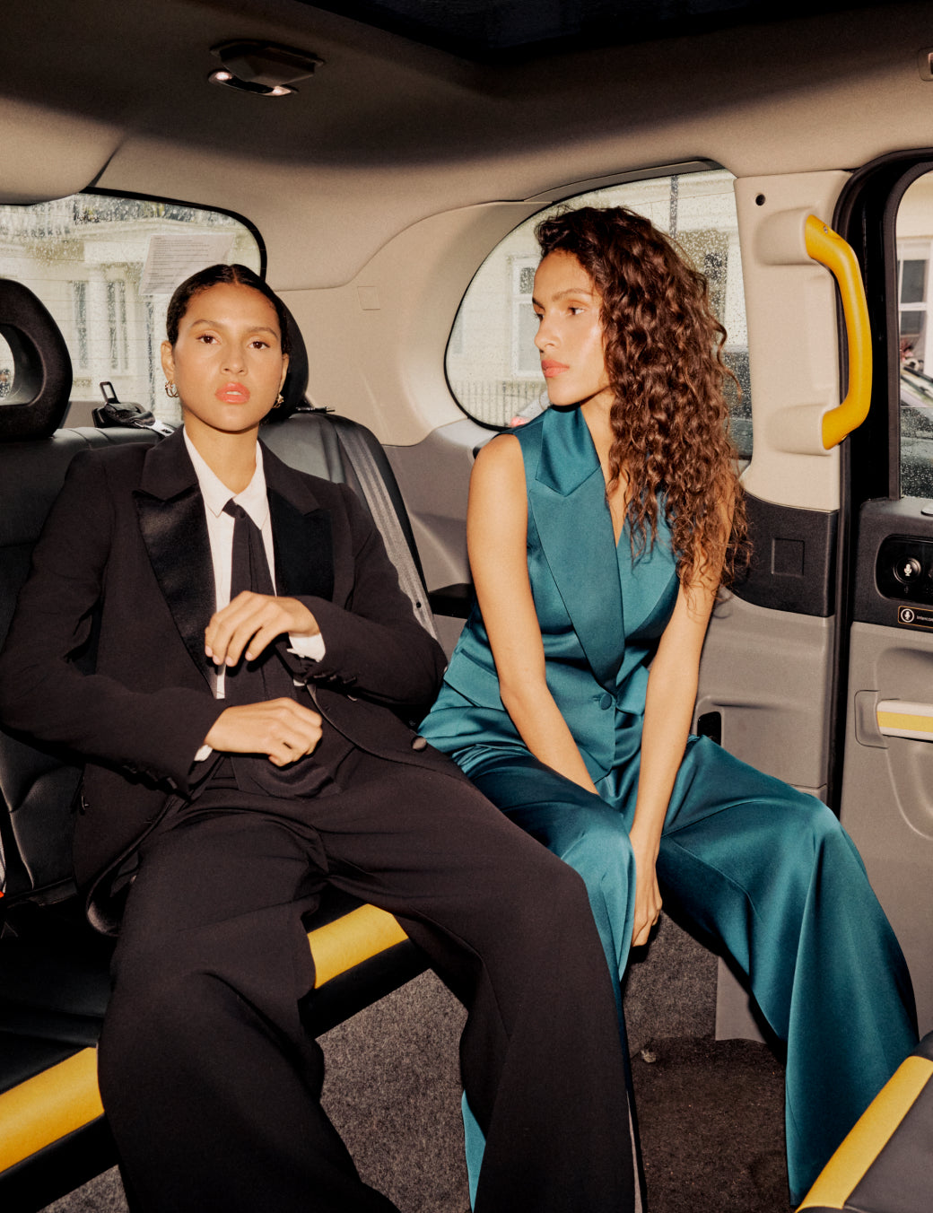 Turquoise Satin Tailored Trousers