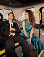 Turquoise Satin Tailored Trousers