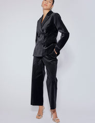 Black High Waisted Velvet Trousers