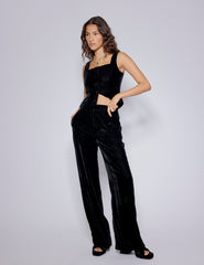 Black Velvet Straight Leg Trousers