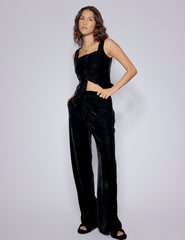 Black Velvet Straight Leg Trousers