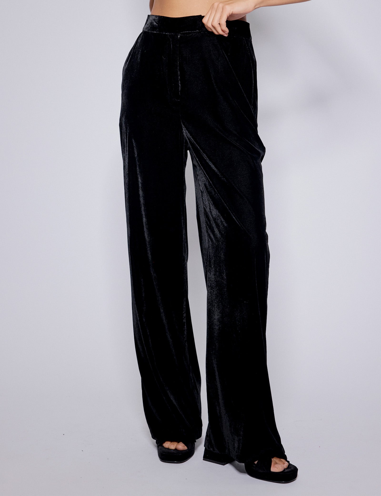 Black Velvet Straight Leg Trousers